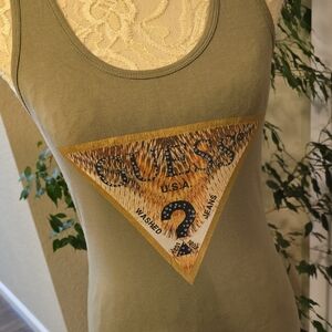 Guess Open Back Olive Green Tank